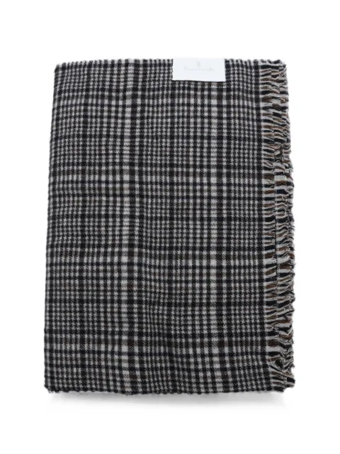 Brunello Cucinelli check-pattern frayed-edge scarf Black MSCDAGW14PCRG35