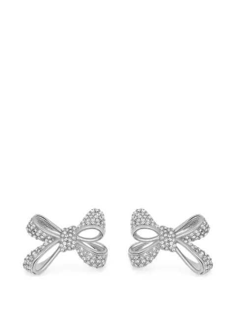 Oscar de la Renta Bow crystal-embellished earrings Silver F26J9222