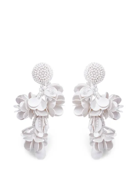 Oscar de la Renta Bouquet beaded earrings White F26J108