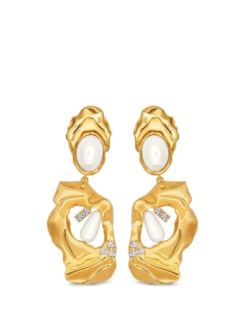 Oscar de la Renta hammered clip-on earrings Gold F26J935