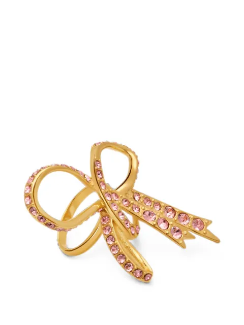 Oscar de la Renta Bow crystal-embellished ring Gold F26J602