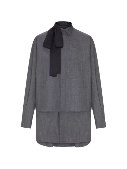 sacai pussy-bow layered dress Grey 2608566