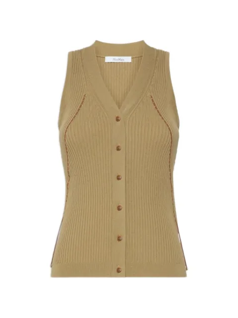 Max Mara ribbed-knit sleeveless jacket Green 2621356021600
