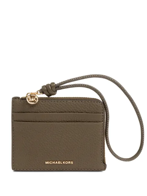 Michael Michael Kors Jet Set small pebbled leather card case wristlet Green 32S6GJ6W1L