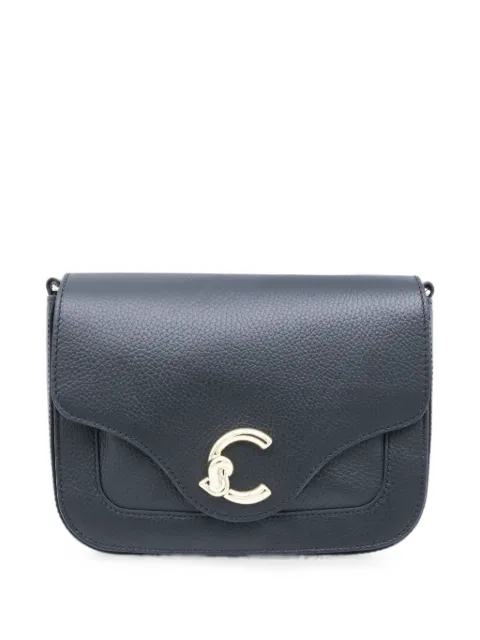 Coccinelle logo-plaque pebbled-leather shoulder bag Black E1SSL150121