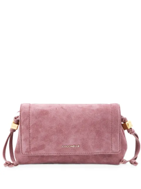Coccinelle mini Thess logo-lettering suede shoulder bag Pink E5VCB550101