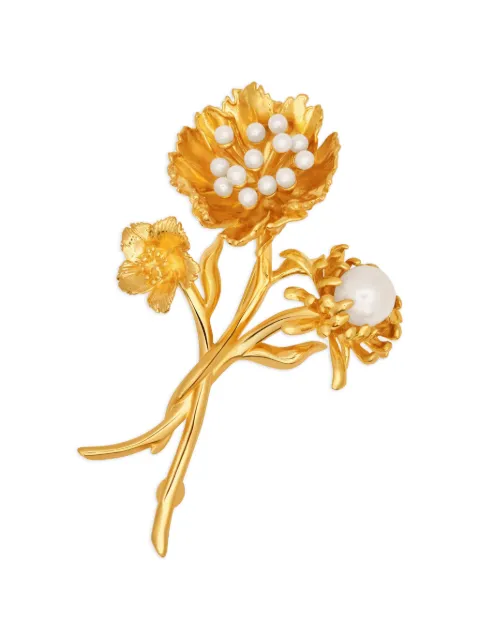 Oscar de la Renta Bouquet pearl-embellished brooch Gold F26J503
