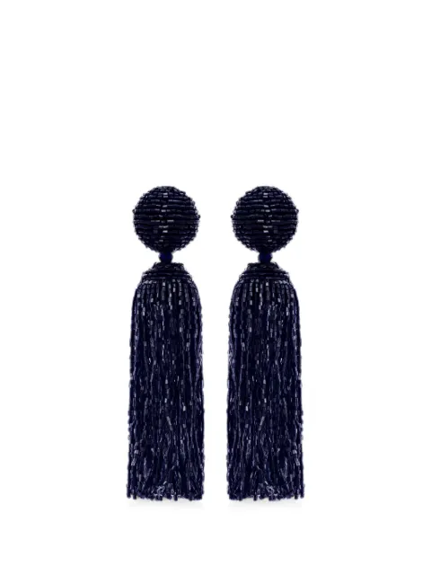 Oscar de la Renta beaded tassel earrings Blue F26J114