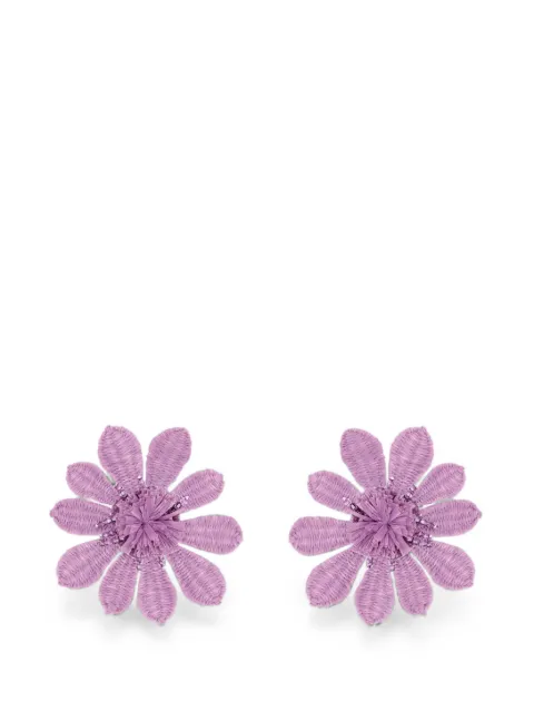 Oscar de la Renta Flower clip-on earrings Purple F26J102