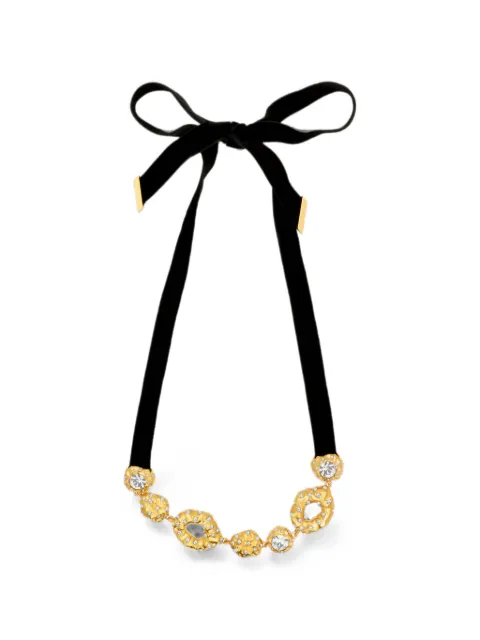 Oscar de la Renta hammered crystal-embellished necklace Gold F26J811