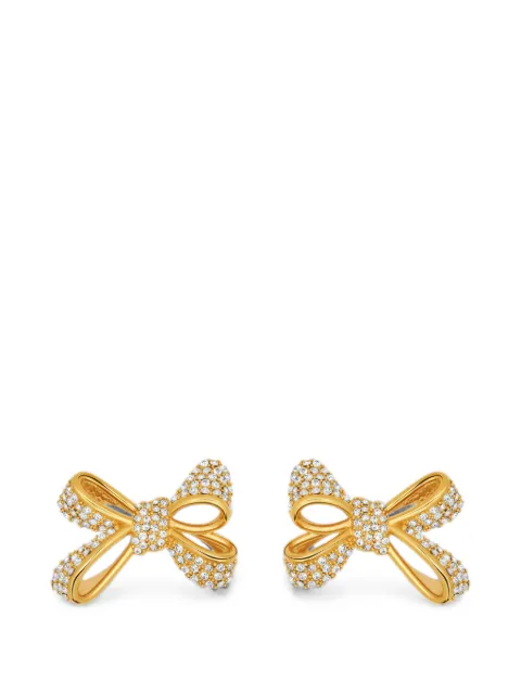 Oscar de la Renta Bow crystal-embellished earrings Gold F26J922