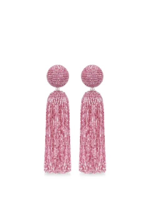 Oscar de la Renta beaded tassel earrings Pink F26J114