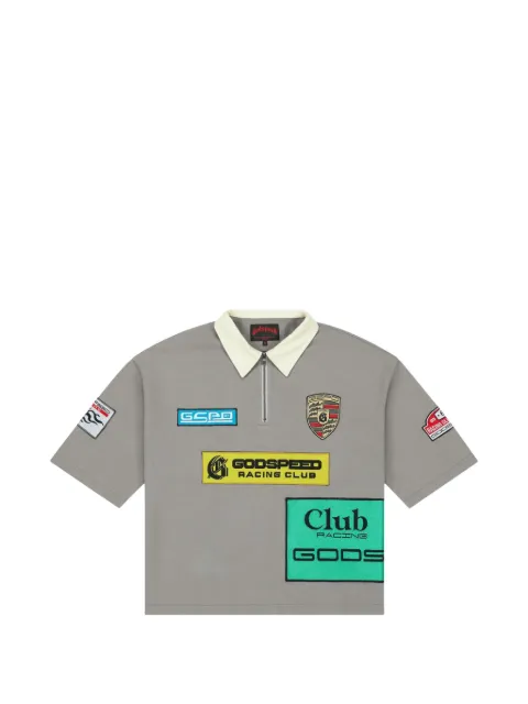 GODSPEED patch-detail quarter-zip polo shirt Grey GS457