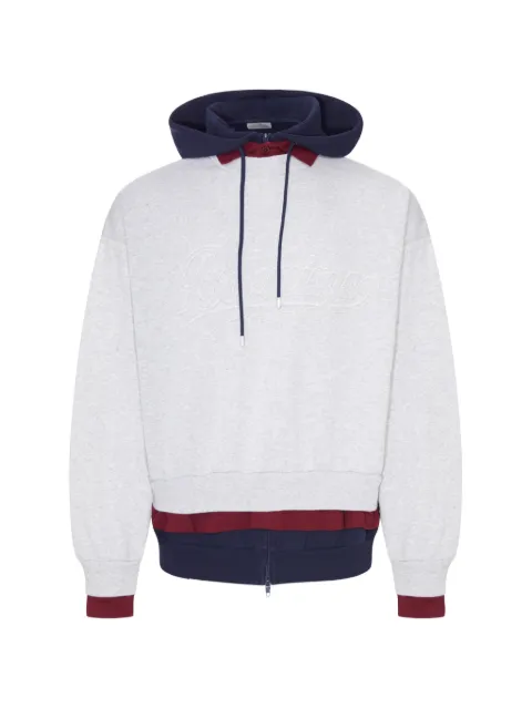Balenciaga layered frayed-lettering hoodie Grey A0017JTUVR5