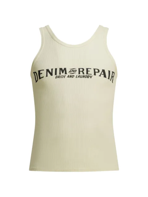 KAPITAL slogan-print ribbed vest Neutrals K2603SC034WHITE