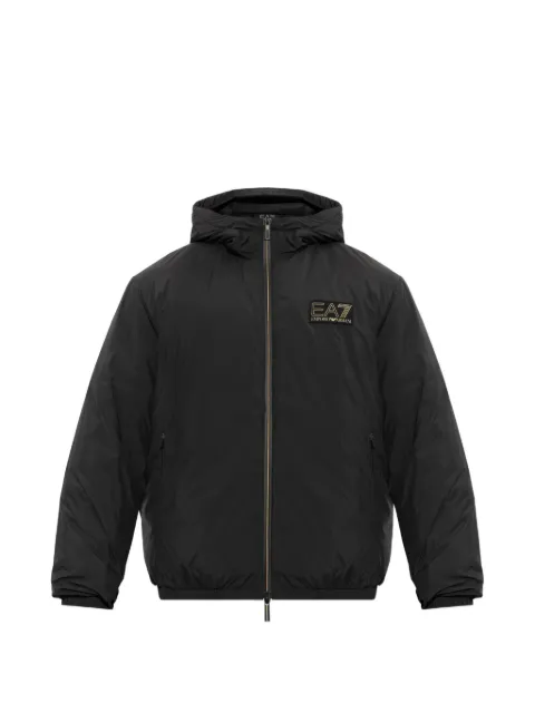 Ea7 Emporio Armani logo-patch hooded jacket Black 7M002102AF25750
