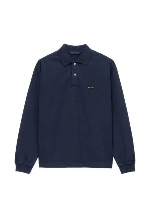 Prada long-sleeved cotton polo shirt Blue UJL48DSOOO6281