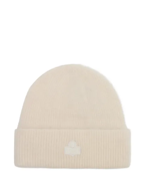 ISABEL MARANT Peeta logo-patch beanie hat Neutrals BE005MFAD3D01A