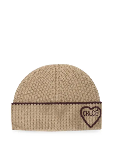 Chloé ribbed-knit beanie hat Neutrals CH26AKB03WCS