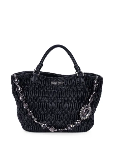 Miu Miu Pre-Owned matelassé crystal-embellished tote bag Black 197