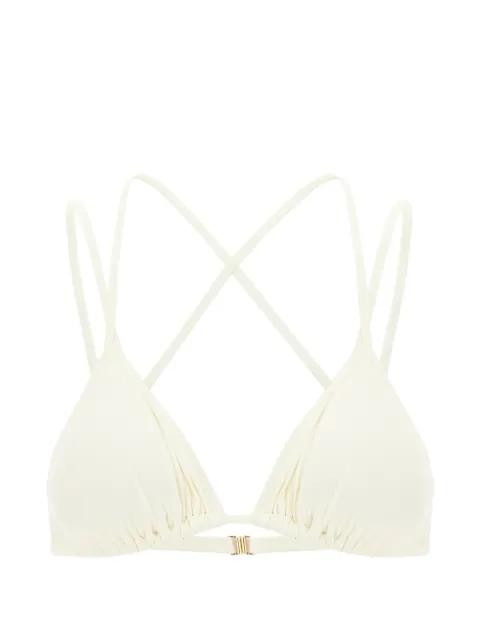 Maison Anami crossover-strap ruched bikini top Neutrals E25T1