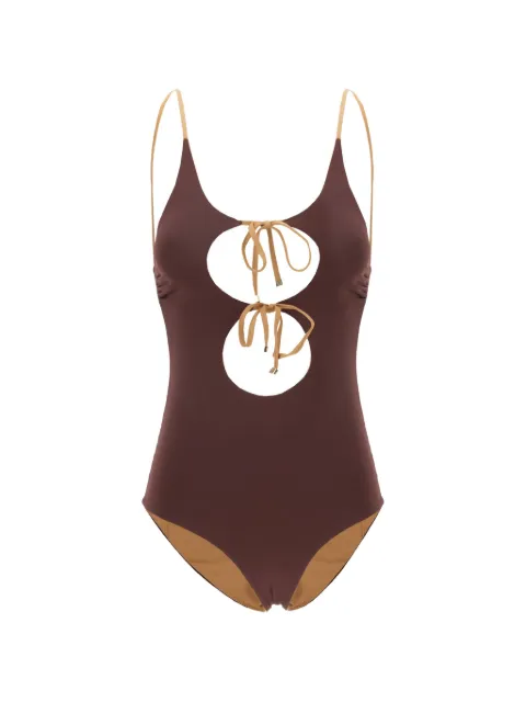 Maison Anami reversible cut-out swimsuit Brown E25B1D