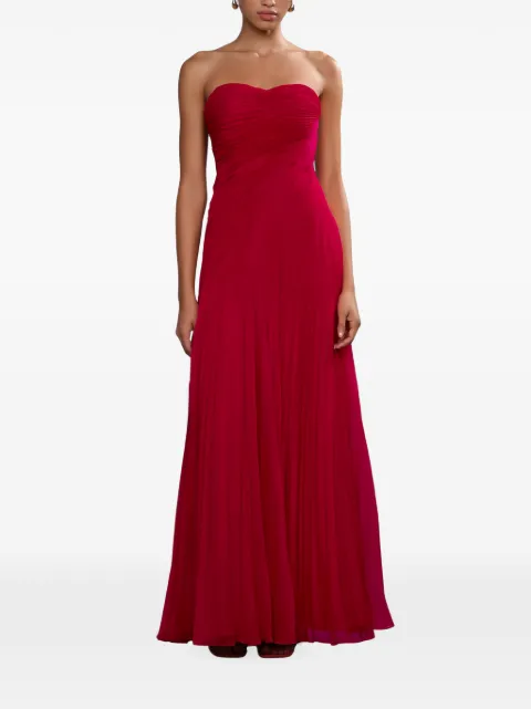 Amur Elea pleated strapless gown Red 58115713