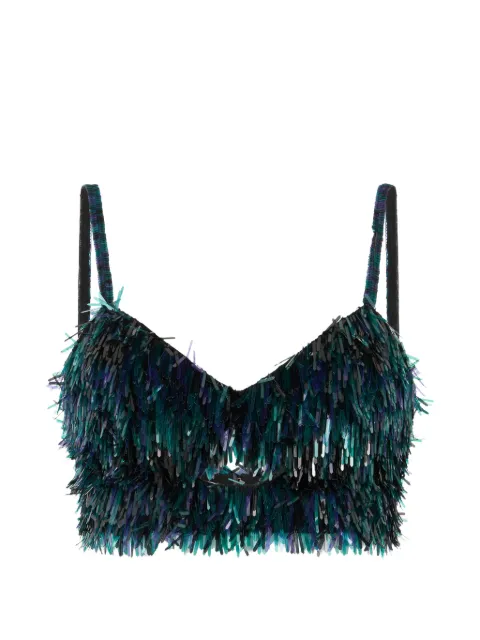 Alberta Ferretti sequin-embellished fringed top Black A14010156