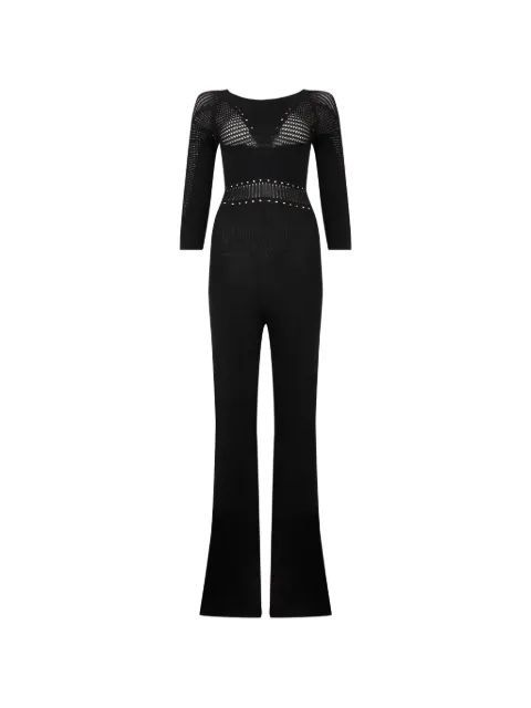 Alberta Ferretti pointelle-knit flared jumpsuit Black A04861604