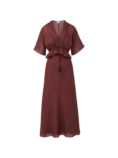 Veronica Beard Dominick ruffled lace-trim midi dress Red 2606SH5022458