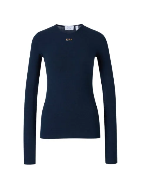 Off-White logo-print long-sleeve T-shirt Blue 2FB00408TW475