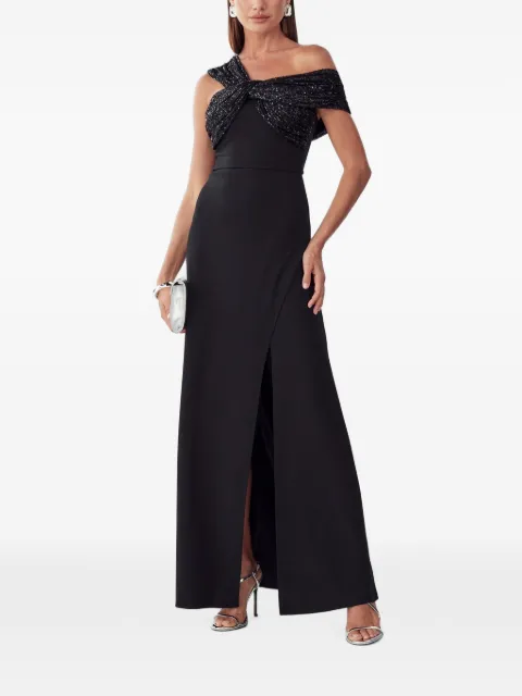 BWLDR sequin-embellished off-shoulder maxi dress Black BW03011
