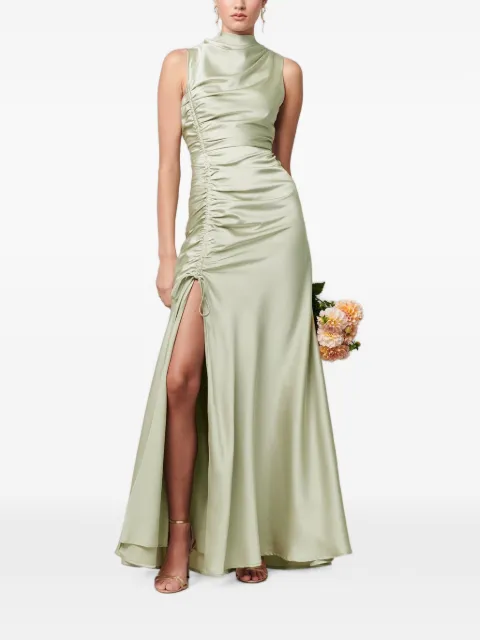 SÁVEL ruched side-slit maxi dress Green SA01984