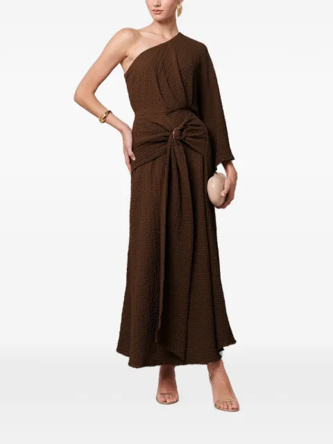 SÁVEL Ellie one-shoulder midi dress Brown SA01959