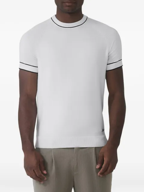 MAUVAIS contrast-trim knitted T-shirt White MAUSS2402F