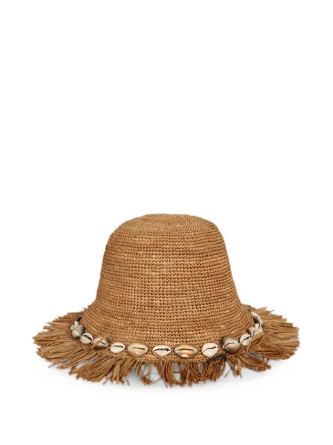 Alanui shell-embellished fringed hat Neutrals LWLA041R26MAT00160OF