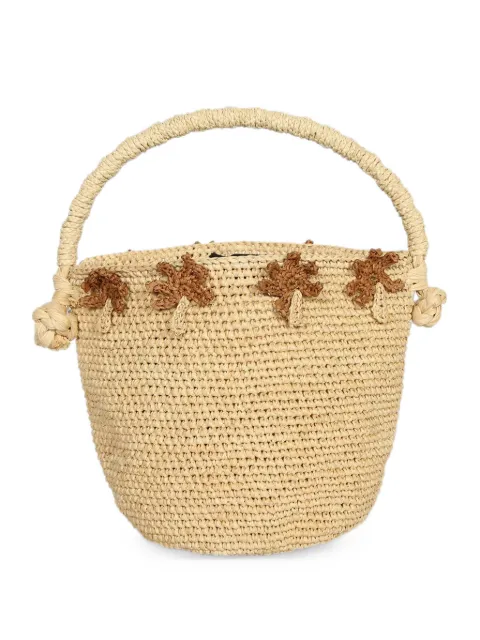 Alanui crochet-knit palm-tree bucket bag Neutrals LWMY005R26MAT0011717