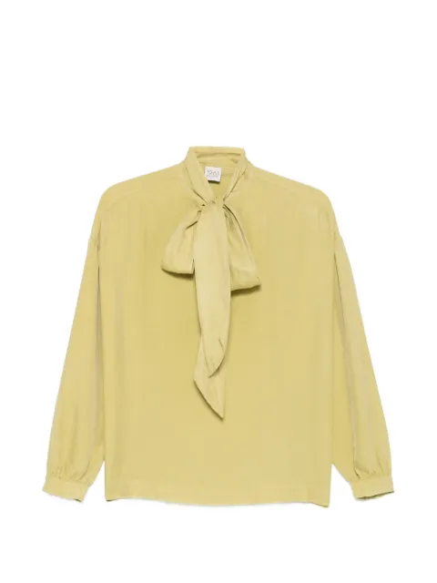 19.61 MILANO pussy-bow long-sleeve blouse Green EL072DT5180