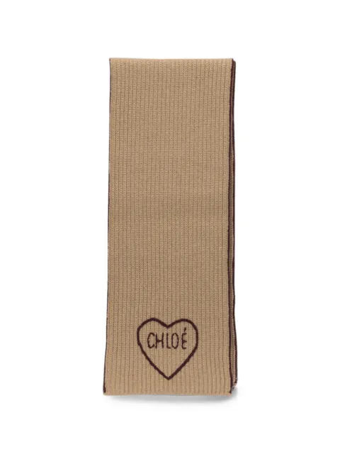 Chloé heart-embroidered scarf Neutrals CH26AKS03WCS