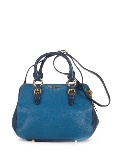 Miu Miu Pre-Owned Madras buckled-handles tote bag Blue 194