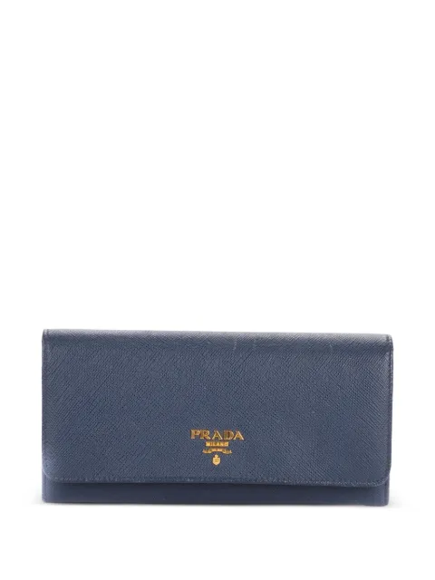 Prada Pre-Owned Saffiano flap continental wallet Blue 78