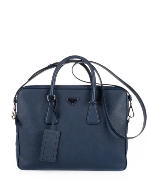 Prada Pre-Owned Saffiano-leather briefcase Blue 2VE368