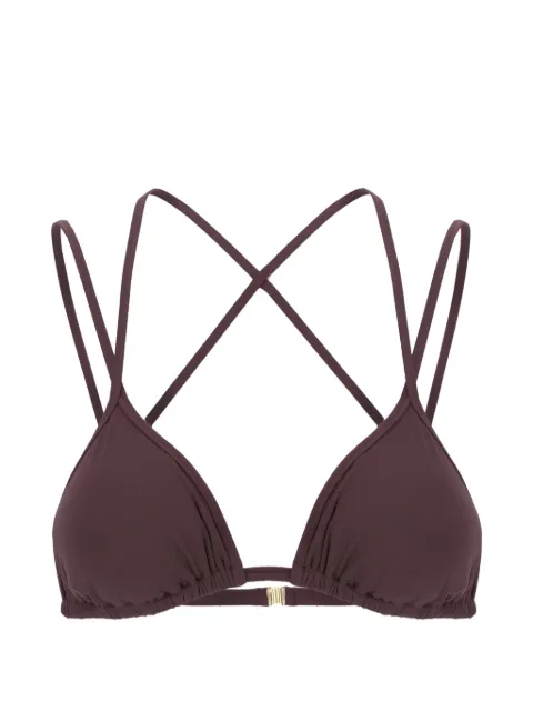 Maison Anami criss-cross strap bikini top Brown E25T1