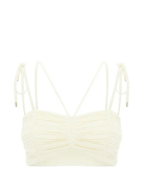 Maison Anami ruched-detail tie-fastening bikini top Neutrals E25T4