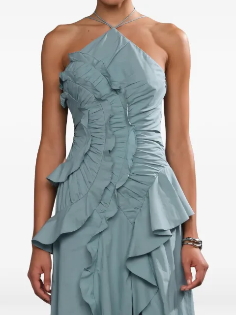Amur Ottavia ruffled asymmetric dress Blue 58115717