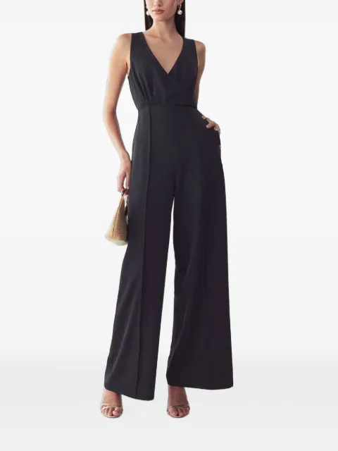 WILLA Justina wrap-style pintuck jumpsuit Black WI02209