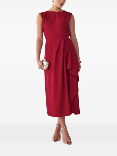WILLA draped ruffled midi dress Red WI02020