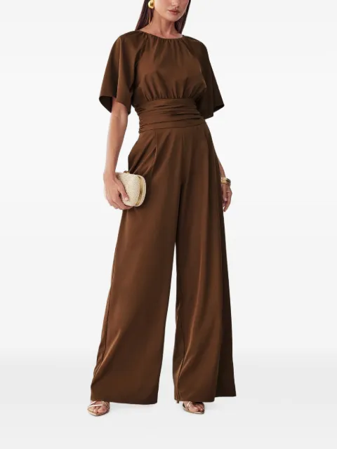 WILLA gathered wide-leg jumpsuit Brown WI02130