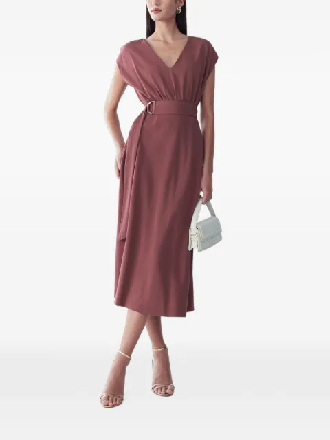 ST MRLO belted V-neck midi dress Brown MR02183