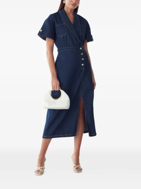 WILLA wrap-front denim midi dress Blue WI02159